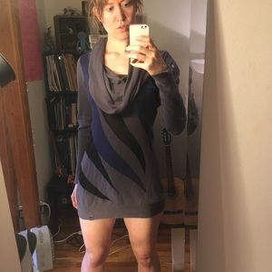 Unique Bodycon Sweater Dress with Mesh Panels